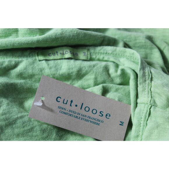 Cut Loose Raw Edge Top Edive Tee Green Cap Sleeve Plain T-shirt NWT Medium - Picture 7 of 8